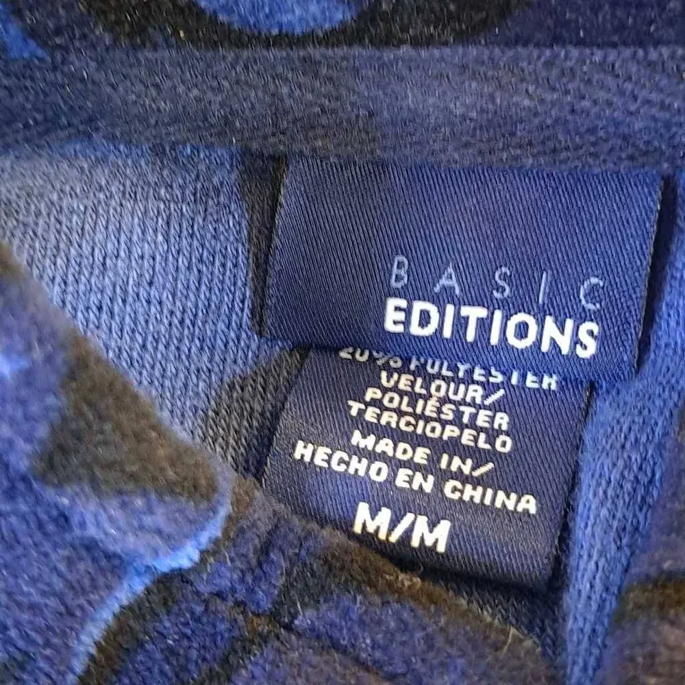 Basic Editions Women's Velour Jacket Blue Cotton Full Zip Pockets M New - Picture 6 of 7